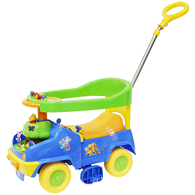 Детский автомобиль-качалка "Винни Пух" Автомобиль, ручка-толкатель, пояс безопасности, платформа инфо 10327a.