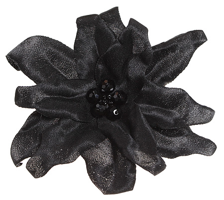 Брошь "Черная лилия" (Ткань, бисер) Ручная работа прекрасным подарком для любой женщины! инфо 3159n.