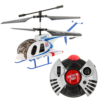 Радиоуправляемая модель "Вертолет", с гироскопом, цвет: бело-синий пульт управления, запасной задний винт инфо 3529a.