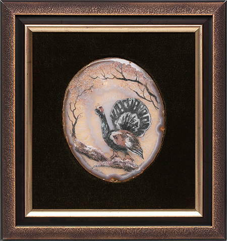 Картина из камня "Глухарь" Агат, лидит, яшма, амазонит Ручная работа (в зависимости от наличия камня) инфо 3473f.