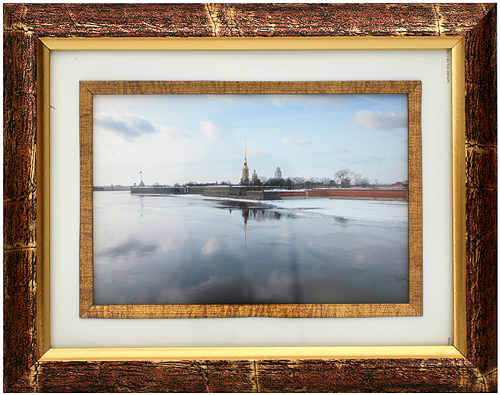 "Вид на Петропавловскую крепость" - Авторская фотография с подрисовкой изображения 19,7 х 14,4 см инфо 3508f.