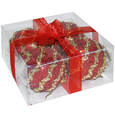 Набор новогодних шаров, 4 шт Цвет: бордовый 01249R7 Феникс-Презент 2008 г ; Упаковка: пластиковая коробка инфо 13764f.