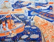 "Дворцовый мост" Цветная литография (49 х 52 см) в России и за инфо 4732h.