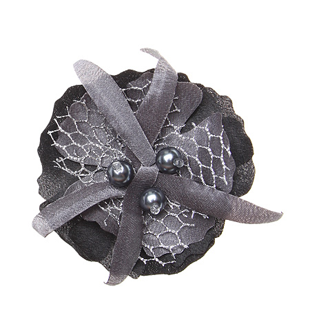 Брошь "Черный цветок" Текстиль, искусственный жемчуг Ручная авторская работа восхищенного внимания! Автор Blanche Magie инфо 3489i.